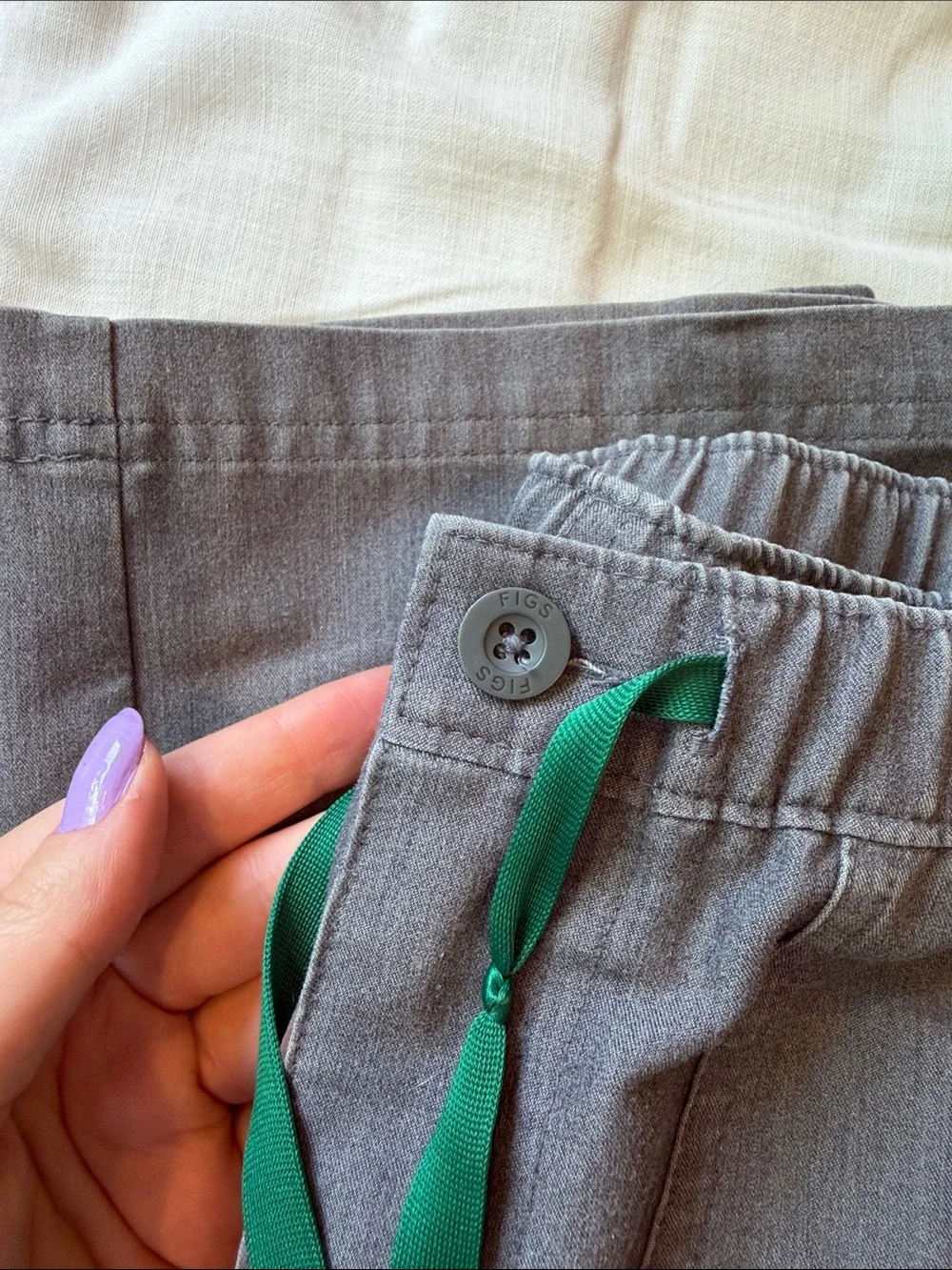 Figs Men's Gray Cargo Cairo Scrub Pants with Green Drawstring - Lot of 2 - M